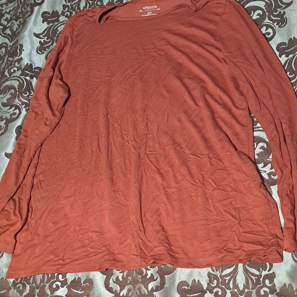 Chico's‎ Women's Rust Long Sleeve Top Size 2